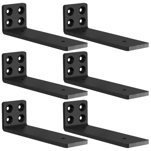 6 אריזה שחורה סוגריים מדף כבדים