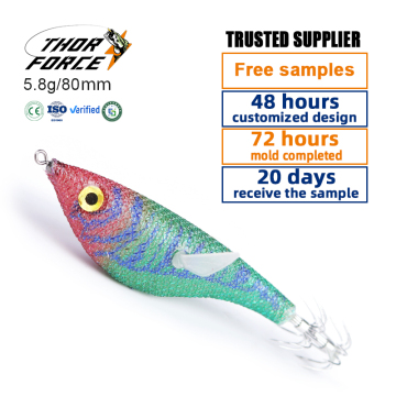 THORFORCE 80mm 5.5g Squid Lure Artificial Shrimp with Squid Hook for Sea Fishing