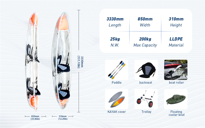 HIFUN Hot Selling Clear Bottom Crystal Kayak