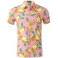 Camisa hawaiana de verano de manga corta con solapa para hombre