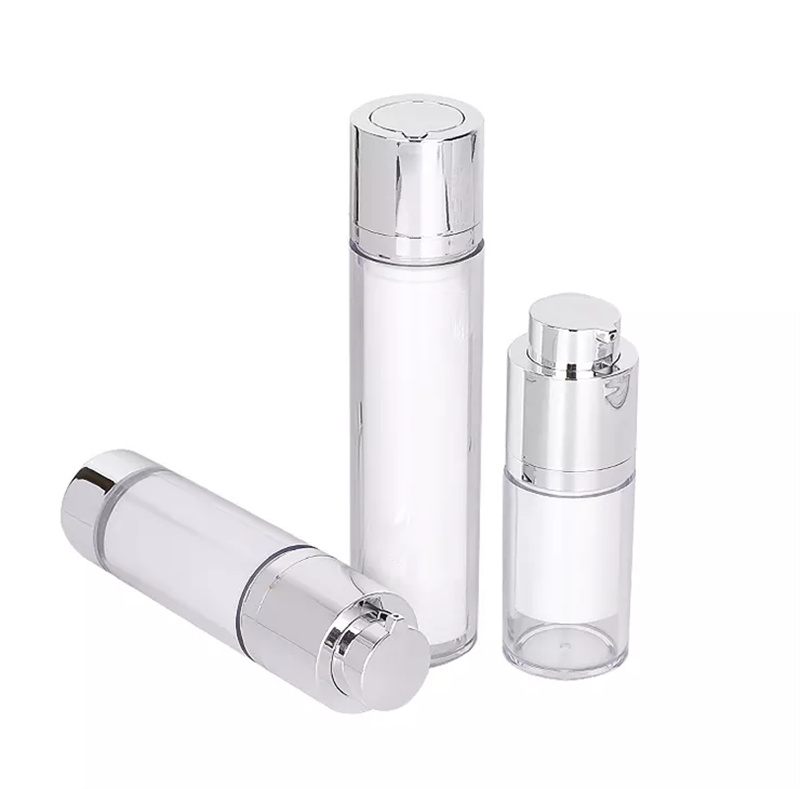 15 ml 30 ml Plastik Acryl leere UV beschichtete silberne Farbe Luxus tragbare luftlose Pumpenflasche Hautpflege für Öl