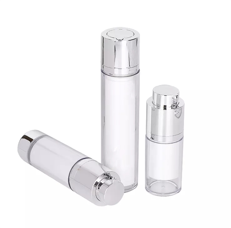 15 ml 30 ml en plastique acrylique UV UV Couleur argentée Luxury Portable Pompe Puche sans air.