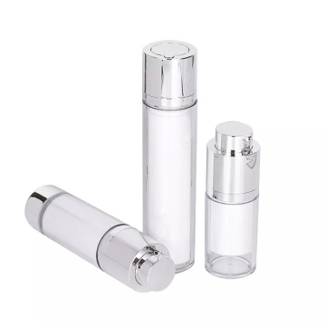 15ml 30ml plastic acrylic empty UV coated silver color luxury portable airless pump bottle skincare for oil