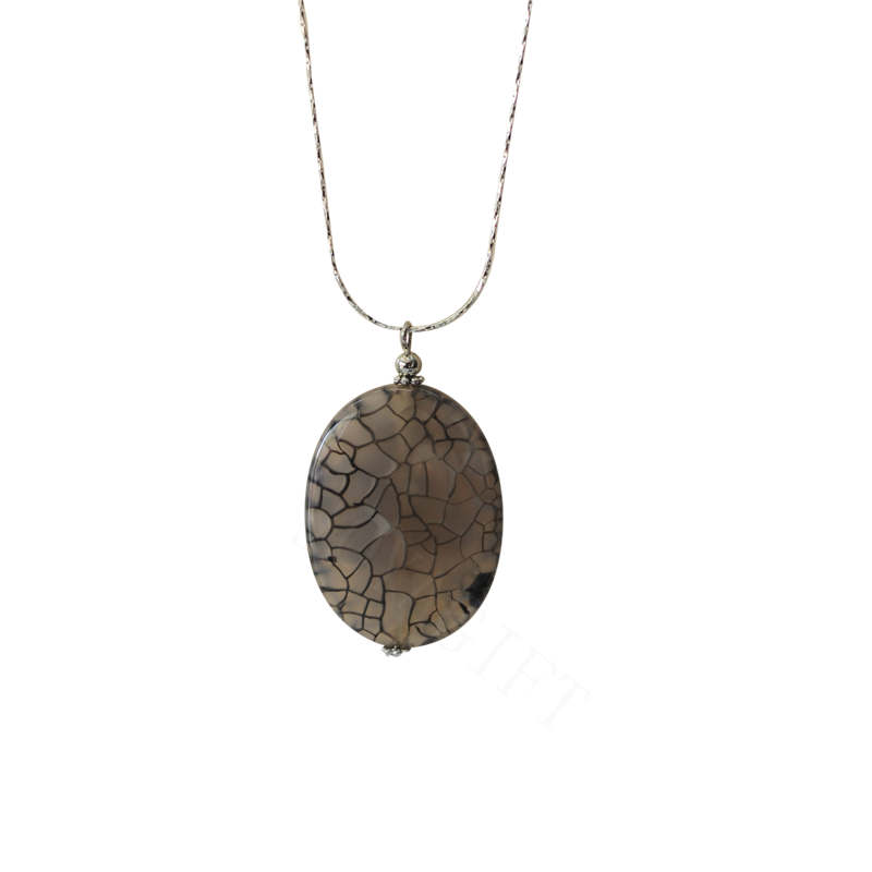 Collier d&#39;agate de pierres précieuses naturelles avec chaîne en argent