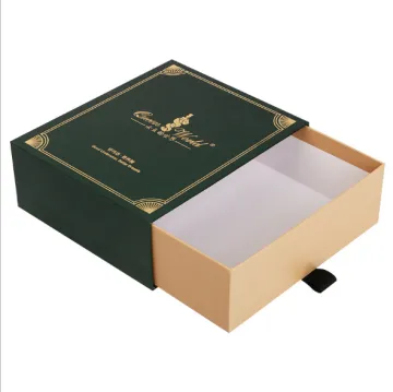 Dark Green Belt Paper Drawer Box with Ribbon