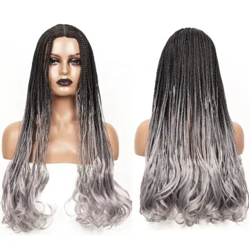 Ombre Blonde Braids Wigs Synthetic Box Braided Wigs Crochet Hair Braids for Women French Curl