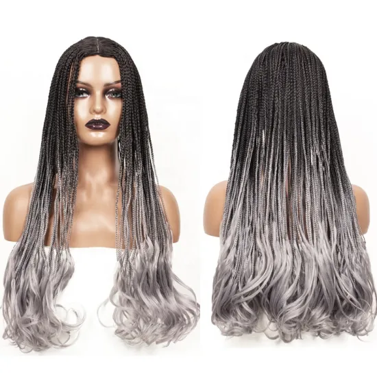 Ombre Blonde Braids Wigs Synthetic Box Braided Wigs Crochet Hair Braids for Women French Curl