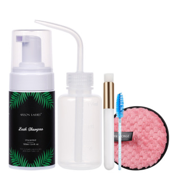 Private Label Cruelty-Free Lash Extension Shampoo Kit with Brushes, Lash Shampoo, Lash Wands, and Elbow Water Bottle