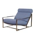 كرسي صالة ميلو بإطار فولاذي مطلي بالنحاس