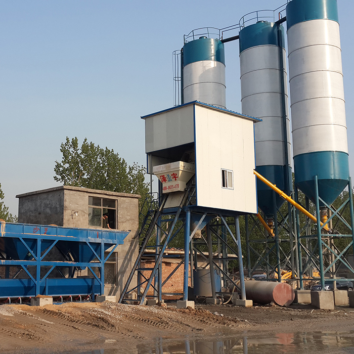 HZS75 stationary concrete batching plant in Ethiopia