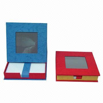 Paper notepad holder with special paper, PVC windows, special designs are available