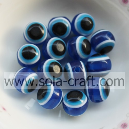10/12MM Factory Wholesale Round Evil Eye Resin Beads