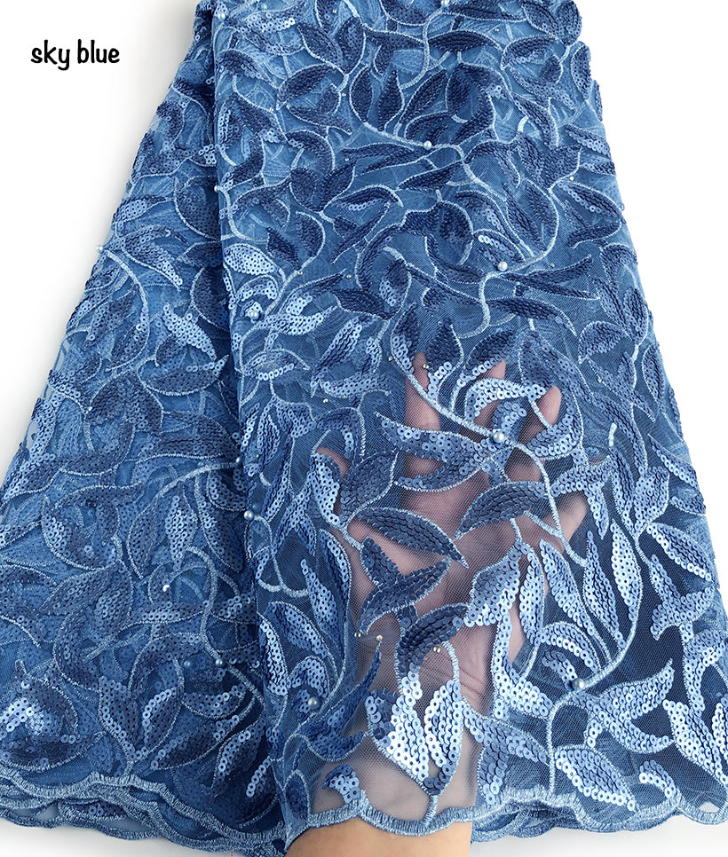 5 yards pure white wedding french lace very neat shiny sequins embroidery African tulle lace fabric Nigerian celebration cloth