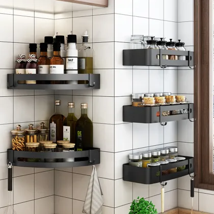 Aluminum Shower Corner Shelf - Kitchen Storage Rack & Bathroom Accessories