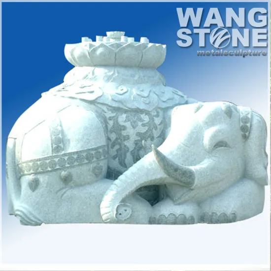Hand Carved Sitting Stone Elephant Statues
