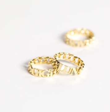 Custom Stainless Steel Curb Chain Name Rings with 'Allah Muhammad' - Perfect Bridesmaid Gifts