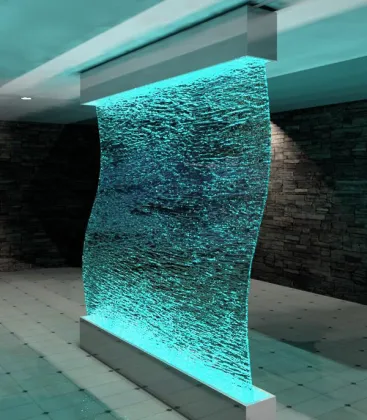 glass water fountain for company background wall decor waterfall