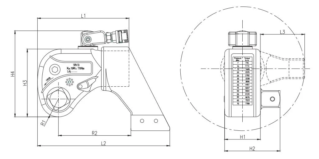 Mxtd Series Square Drive Hydraulic Torque Wrench 10 1