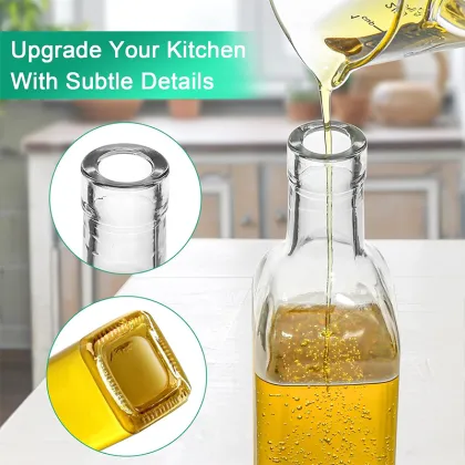 OemSquare Transparent Olive Oil Glass Bottle 500ml - Kitchen Household Vinegar Seasoning Bottle