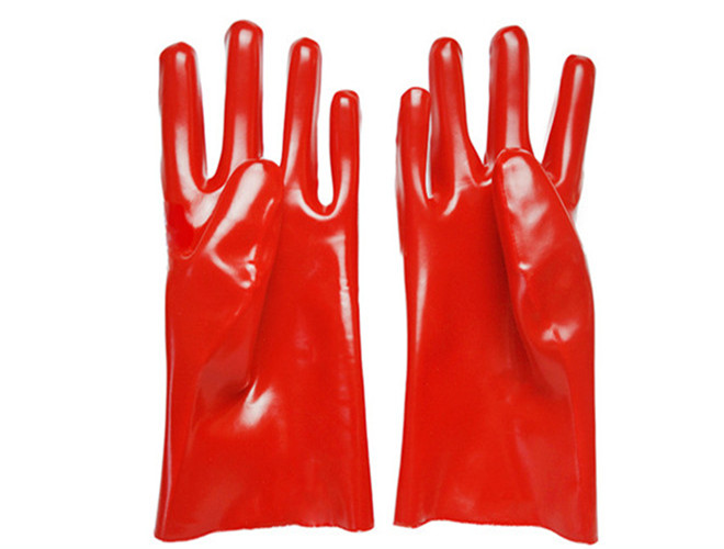 Rote PVC-Säure- und alkalibeständige Handschuhe