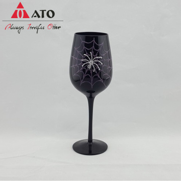 Goblete de vinho por atacado copo preto de vidro de vinho tinto