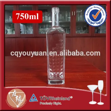 Diamond design 750ml glass liquor bottles packaging bottle