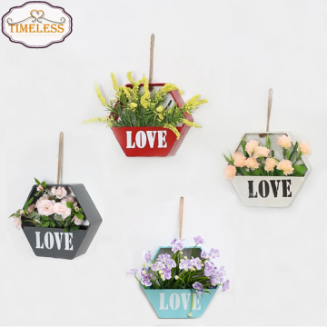 Factory Direct Hexagonal Wall-Mounted Metal Flower Basket for Plant Pot Holder