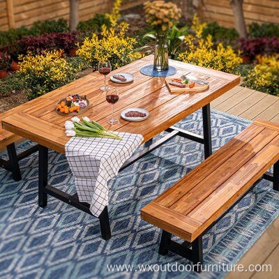 Waterproof Modern Wooden Furniture Patio Outdoor Park Garden Plastic Wood Long Bench with Metal legs