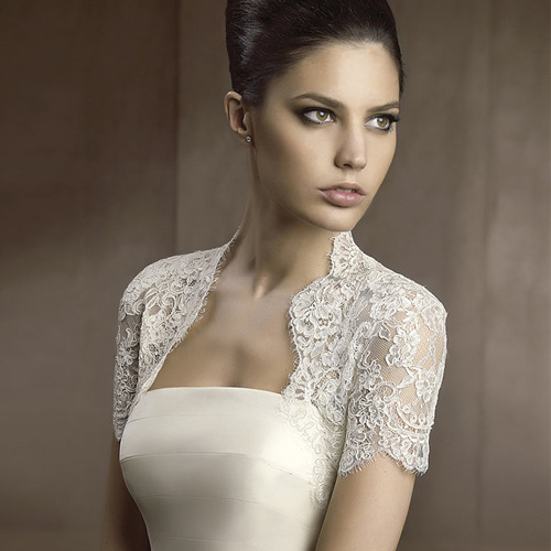 Kurzarm Alencon Lace Hochzeit Bolero Spitze