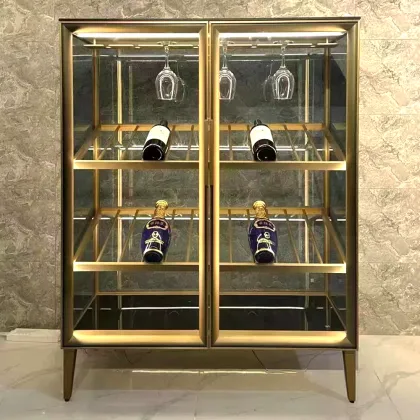 Stainless Steel Glass Wine Display Cabinet with Electronic Temperature Control