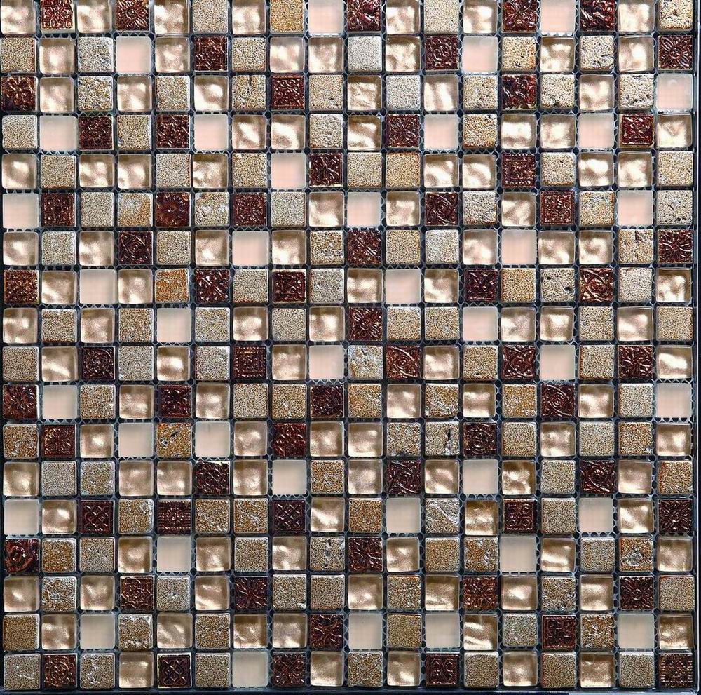 Metal Red Stone Glass Mixed Mosaic