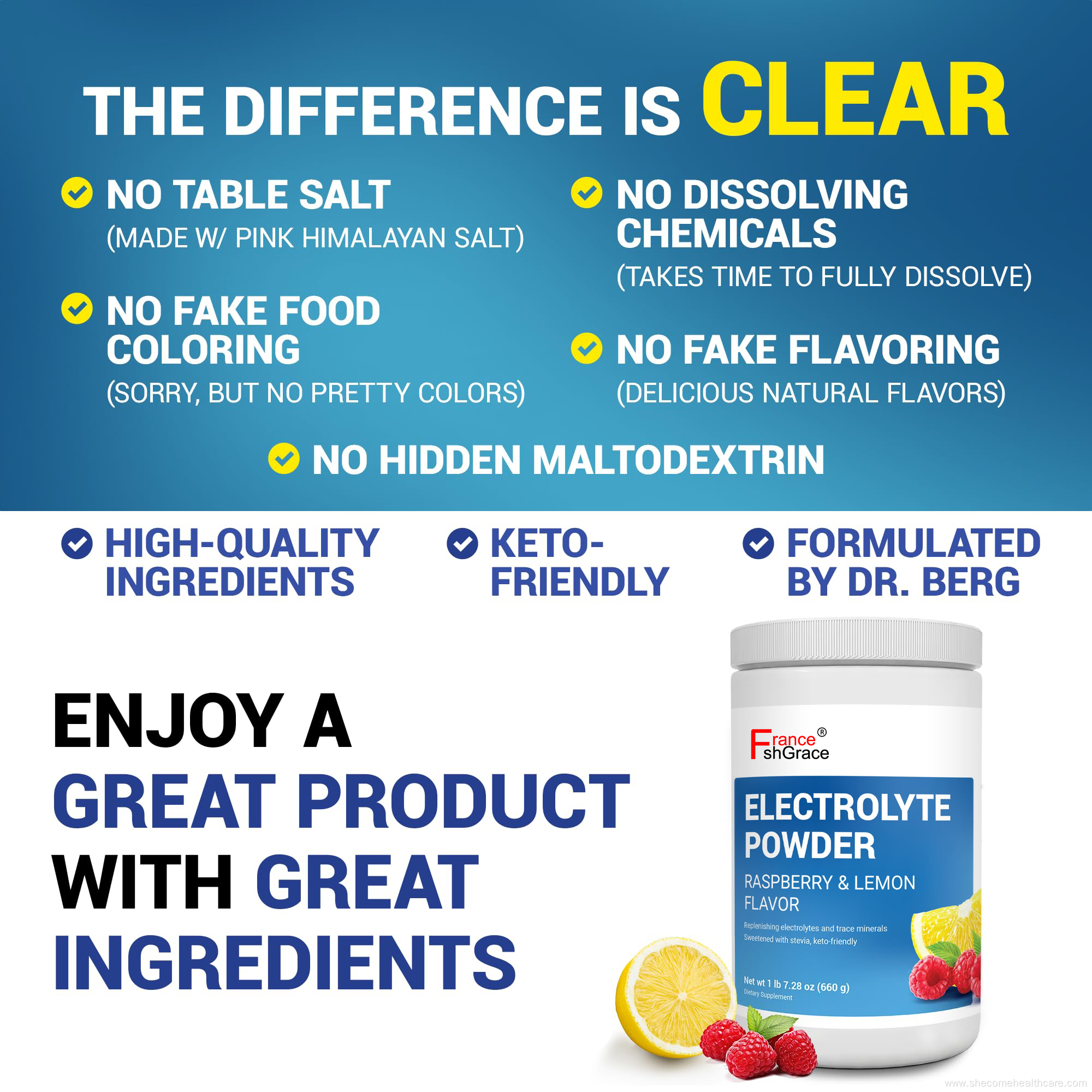 Zero Sugar Hydration Electrolyte Powder Drink Supplement