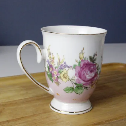 12 Oz Royal Vintage Porcelain Bone China Coffee Mug - Floral Mugs & Tea Cup Gift Ideas