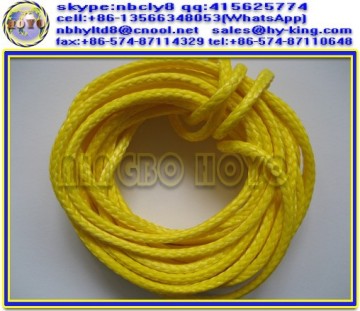 Lemon yellow uhmwpe spectra winch rope , 2mm samson synthetic rope , 12 ply winch lines