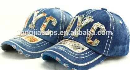 0918157 custom washed distress denim cap hat
