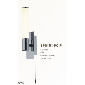 Single Wall Light with Pull Core Switch, Polished Chrome