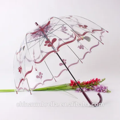 appollo shape PVC straight transparent waterproof umbrella
