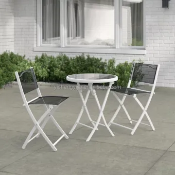Outdoor Bistro Set: 3pcs Steel Chair and Table for Garden Furniture