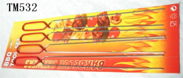 wood handle bbq rotisserie tools set rotating skewer for BBQ skewers