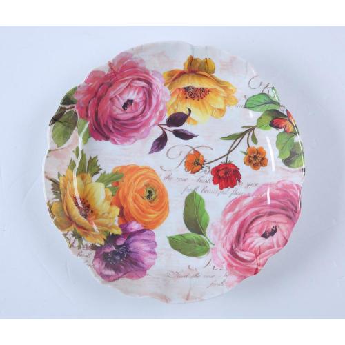 Natural leaf design pattern wave round serving tray