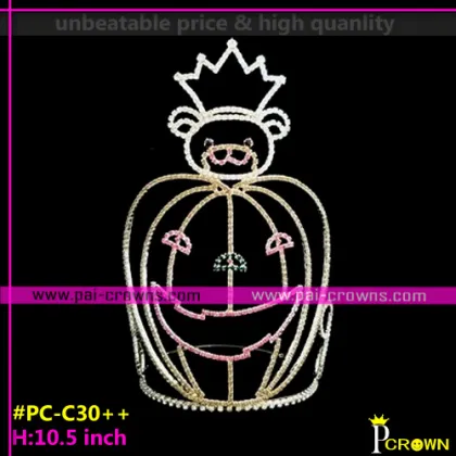 Bear Pumpkin tiaras,cheap halloween pageant crowns
