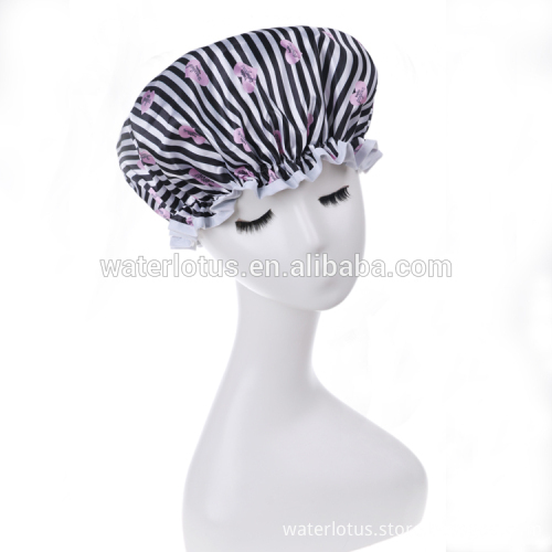 factory new style unique mouth print durable waterproof satin shower cap