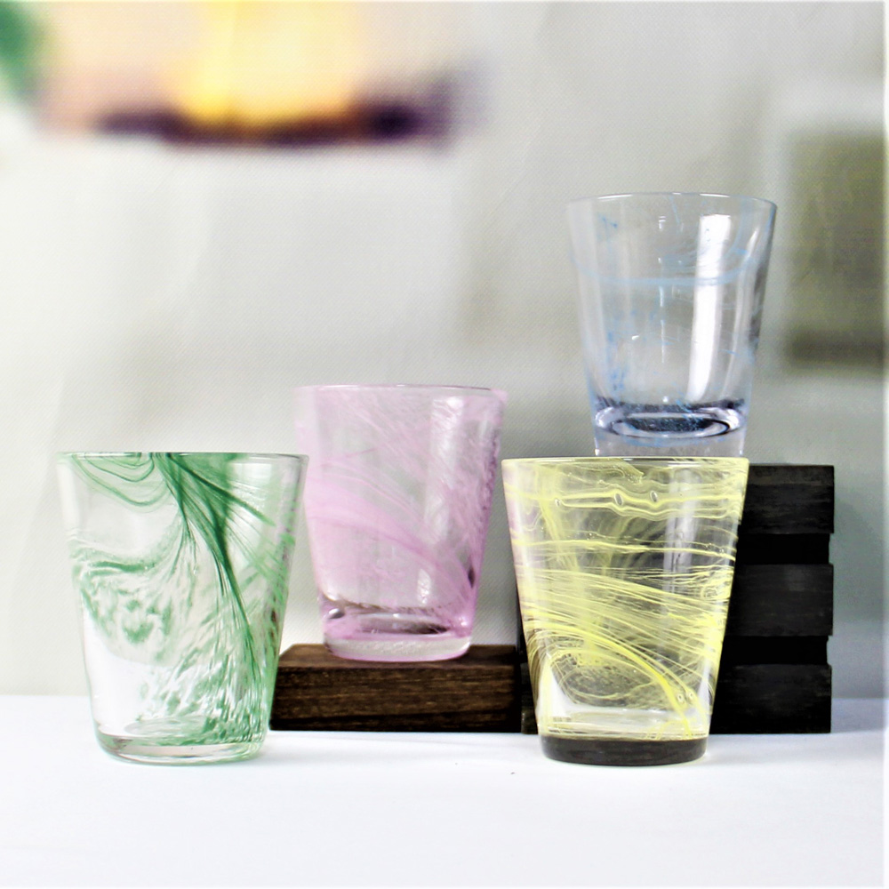 Glass Cup With Colored Cloudy Finish