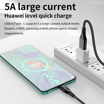 AC 100W 6-in-1 Braided Fast Charging Cable for HUAWEI Super Charge