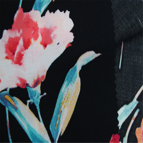 Rayon elastic fabric with large flower printing