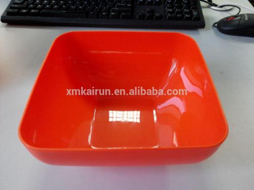 Square style Red Color plastic fruit bowl/Plastic Salad Bowl/unique salad bowls