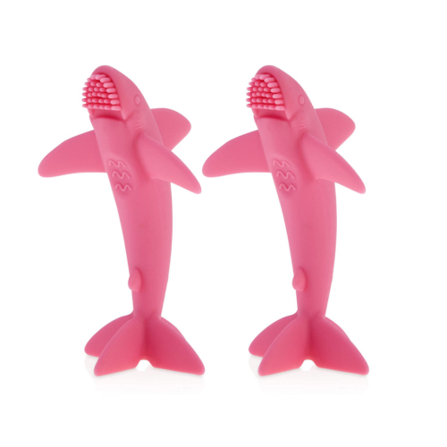Özel% 100 tüm silikon köpekbalığı masajı diş fırçası