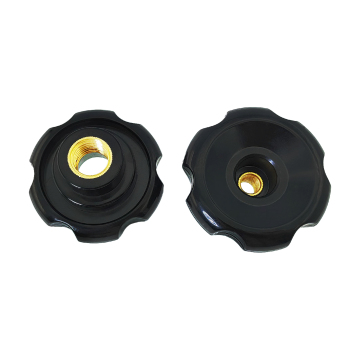 Bakelite Black Ripple Through-Hole Knob with British 1/4-20 Female Brass Thread