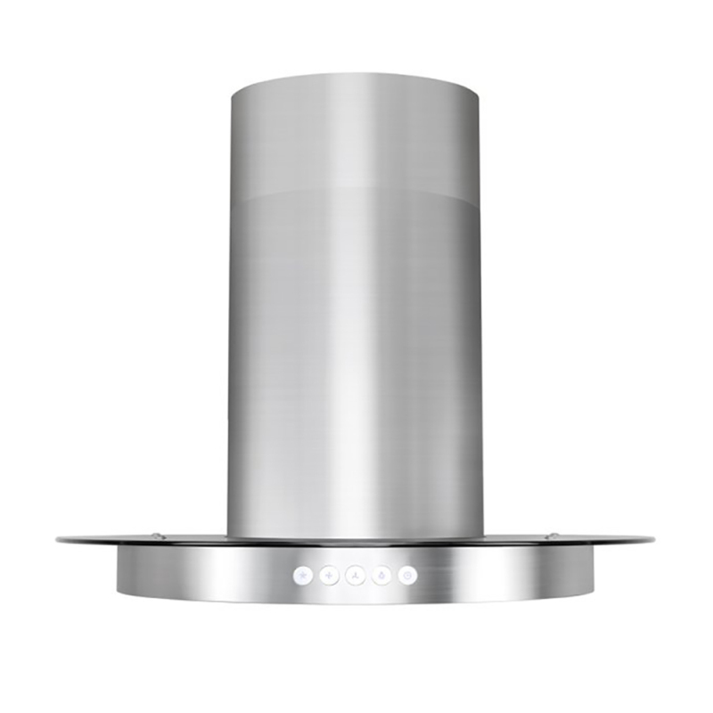 Island Mount Stainless Steel Icircle Cooker Hood Tempered Glass Kitchen Vent Range Hood with Push Buttons