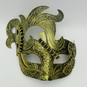 Steampunk Gold Masquerade Mask for Retro Industrial Cosplay Party